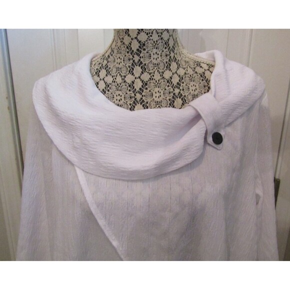 Ali Miles Womens White Textured Knit Tunic Top Blouse Button Detail Size L - Picture 3 of 8